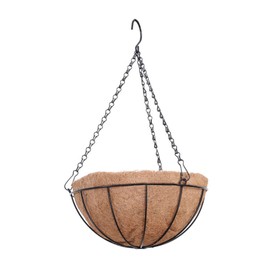 hifrom Hanging Flower Pots, Hanging Basket, Outdoor Baskets with Chain, Coconut, Large Litre Volume, 25 cm Diameter as Hanging Basket, Flower Bowls for Outdoors, Hanging Pots, Brown (25 cm)