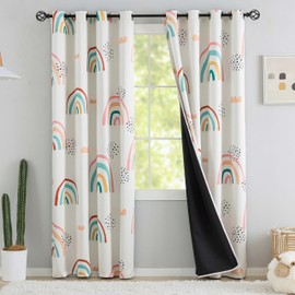chiinvent Blackout Rainbow Curtains for Kids Cute Rainbow Room Darkening Window Curtains Decorative Cartoon Black Out Curtain for Girls Bedroom Nursery, C1, 52" x 72", 2 Panels (90% Blackout)