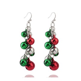 Christmas Red Green Jingle Bell Dangle Drop Earrings Charm Cute Candy Color Tinkle Bells Ball Ornament Chandelier Earrings for Women Teen Girls Xmas New Year Thanksgiving Party Trendy Jewelry Gifts,