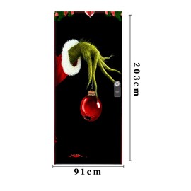 REGAPOG Christmas Door Cover Decoration Santa Grinch Elves Hanging Banner Christmas Door Hanging Banner Background for Christmas Wall Decoration (G, 91 cm x 203 cm)