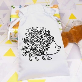 Azeeda 25cm 'Floral Hedgehog' Satin Drawstring Bag/Pouch (SB00018773)