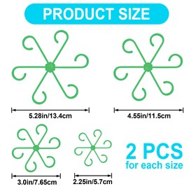Isslly 8PCS Plant Stem Supports for Indoor Plants, 4 Sizes Climbing Houseplant Stem Holders, Green Plastic Reusable Flower Trellis Stem Stabilizer, Plant Accessories for Flower Indoor Outdoor Garden