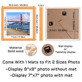 9x9 inch Wood Picture Frame for Wall Hanging or Tabletop Square Photo Frames with 1 Mats Display 7x7 inch for Baby Scan,Poster,Walls Decoration,Anniversary,Wedding,Christmas,Diamond Painting(Orange)