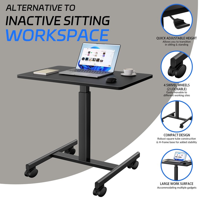 GallopFun Mobile Laptop Standing Desk Adjustable Height, Small Mobile Desk