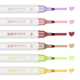 Piochoo 6 pcs Aesthetic Cute Pastel Highlighters with Ball for Stress Relief, Chisel Tip,Bible Highlighters No Bleed,Supplies for School Office