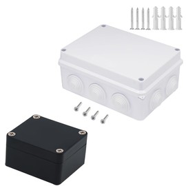 Zulkit Project Box ABS Plastic IP65 Waterproof Dustproof Electrical Junction Box Enclosure Black 2.48 x 2.28 x 1.38 inch and White 5.9 x 4.3 x 2.8