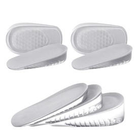URAQT 2 Pairs Gel Height Increase Insole, Invisible Height Insole Heel Shoe Lift Inserts, Elastic Shock Absorption Heel Cushion Pads, Comfort Elevator Shoe Insoles for Men and Women, 3 Heights
