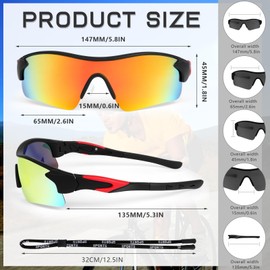 Hifot Cycling Glasses Men Women Polarised Sports Sunglasses with UV400 Protection Lightweight Running Glasses Cycling Glasses Sports Sunglasses for Driving Cycling Fishing Running Baseball Golf MTB