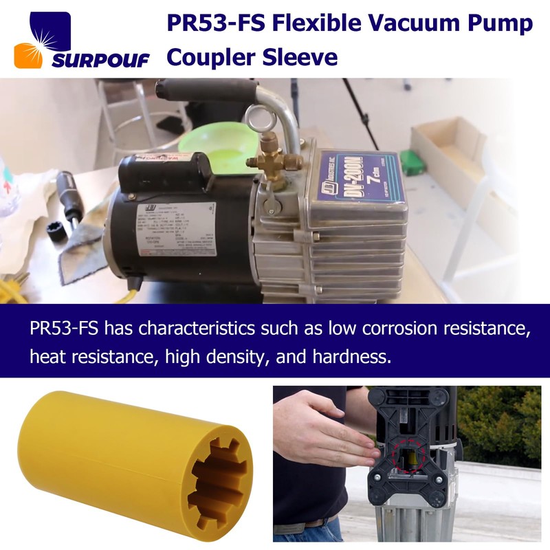 SURPOUF PR53-FS Flexible Vacuum Pump Coupler Sleeve, Flexible Drive Section,Yellow