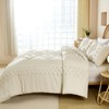 Dinjoy Boho Comforter Set Queen,Cream/Beige Shabby Chic Bedding Set 3