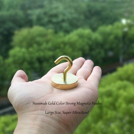 Neosmuk Magnetic Hooks, Cruise Ship Essentials, 130lb+ Heavy Duty Magnetic Hooks for Cruise Cabins, Refrigerator, Grill, Hanging, and Travel | Extra Strong Must-Haves Hook,Gold, 3Pack