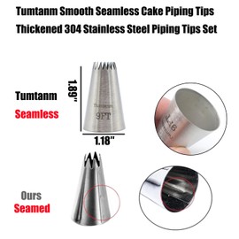 Tumtanm 9ft Teardrop Flower Piping Nozzle, Large Seamless Stainless Steel Piping Tip #2.7m