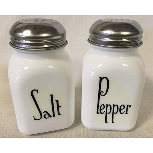 Milk Glass Square Stove Top Salt & Pepper Shaker Set