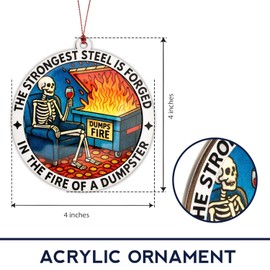 Dumpster Fire Ornament, Funny Holiday Decoration, Hanging Ornament, Skull Dumpster Fire Christmas Ornament Gifts for Men and Women, Unique New Year Decor, Christmas Tree Ornaments, Appropriate Gifts