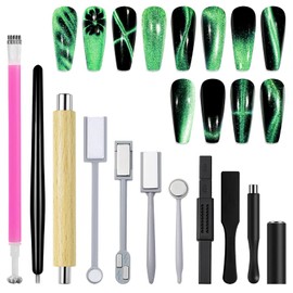 DANNEASY 11pcs Cat Eye Nail Magnet Tool Set, Strong Nail Art Magnet Stick Cat Eye Magnetic Nail Polish Nail Magnets Pen Wand Board Cat Eye Gel Nail Polish Magnet for Nails Salon