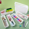 Dyrfolm 24 Pack Slim Plastic Storage Baskets Tray for Organizing,Classroom