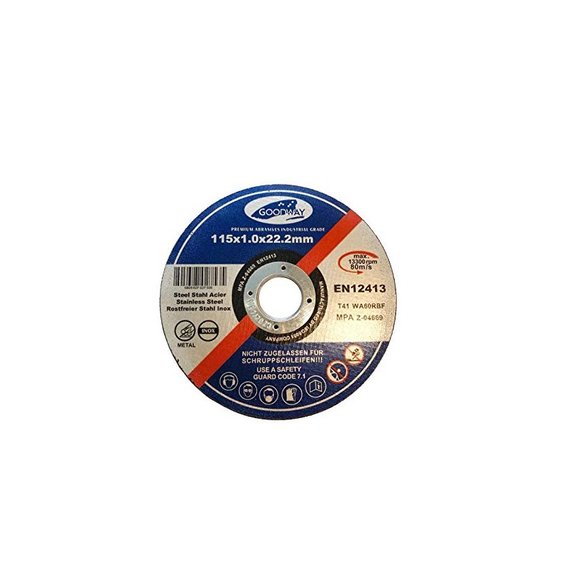 Goodway Professional cutting discs, 10 pieces, diameter 115 mm, 1.0