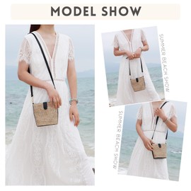 Syrads Straw Cross-Body Bag for Women Summer Straw Crossbody Bag Beach Bag Hobos Shoulder Bag vacation bag,Black