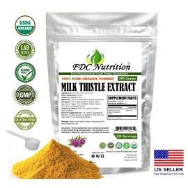 Extracto de cardo mariano puro orgánico en polvo 250 g (8,8 oz) sin OGM sin gluten