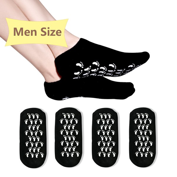 Moisturizing Socks, Gel Socks Soft Moisturizing Gel Socks, Gel Spa Socks for Repairing and Softening Dry Cracked Feet Skins (Men Size(Black))