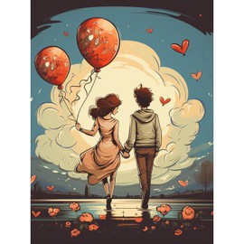 LCOZX Diamond Art Painting, DIY Diamond Art Painting Kits for Adults, Art Love Paint by Numbers for Adults, Home Leisure, Wall Decoration, Round Diamonds, Pattern Measures 12x16 inch, No.2