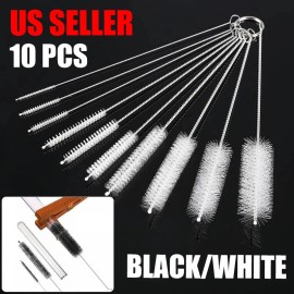RedTagTown US Nylon Straw Brush Cleaner Bottle Tube Pipe Small Long Cleaning 10Pcs Set - Black