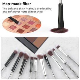 [10 PCS] Makeup Brush Set Metal, Silver Handle Wizard Wand for Foundation Blush, Eyeshadow, Face Concealer, Eyeliner Contour, Powder Liquid Eye, Anime Gift for Girls Women