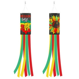 NOVWANG 2 Pieces Juneteenth Windsocks, 40 Inch African American Windsock Outdoor Hanging Flag Juneteenth Decorations for Freedom Day Home Garden Yard Patio Lawn Decor
