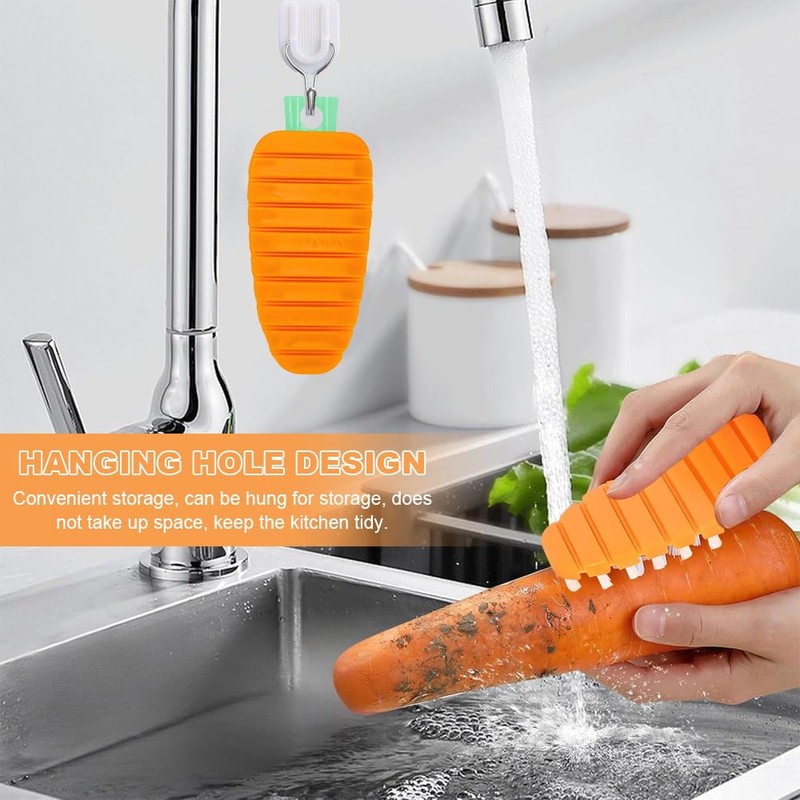 4PCS Vegetable Brushes - Potato Scrubber, Carrot Shape Fruit Brush