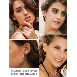 GoldChic Jewellery Stainless Steel / Copper Classic Creole Earrings Exaggerated Geometric Hoop Earrings Classic Simple Hoop Earrings for Women / Girls, Ladies Gold/Silver/Black Hoop Earrings in Large 30/40/50/55/60/70/80/100 mm, Black