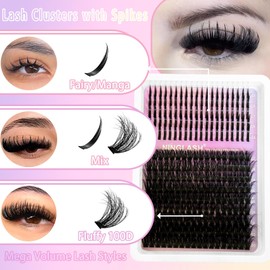 Lash Clusters with Spikes Manga Lash Clusters Fluffy Eyelash Clusters NINGLASH D Curl Anime Fairy Lash Clusters Wispy Mega Volume Look Diy Eyelashes Extensions