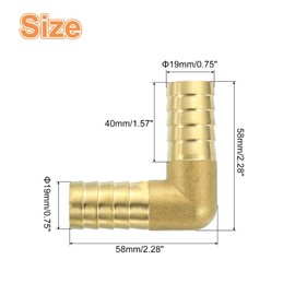 sourcing map 2 Pcs Brass Hose Barb Fitting L Right Angle Elbow Connector Coupler, 3/4" ID Brass Fitting Air Hose Fittings for Connecting Water Fuel Air, Oil Hoses