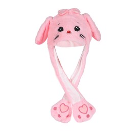 Fadcaer Plush Animal Ear Hat for Child Girl Funny Cat Unicorn Hat with Moving Ears Pop Up Ears Jumping Hat Cute Cartoon Animal Toy Anime Costume for Easter Christmas Party Gifts (Pink Cat)