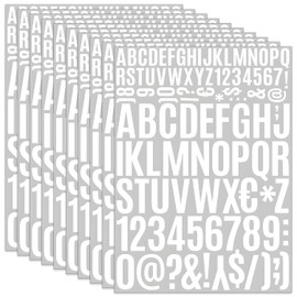 10 Sheets White Letter Stickers and Number Stickers, 0.8 Inch and 1.6 Inch Alphabet Stickers for Crafts and Decorations