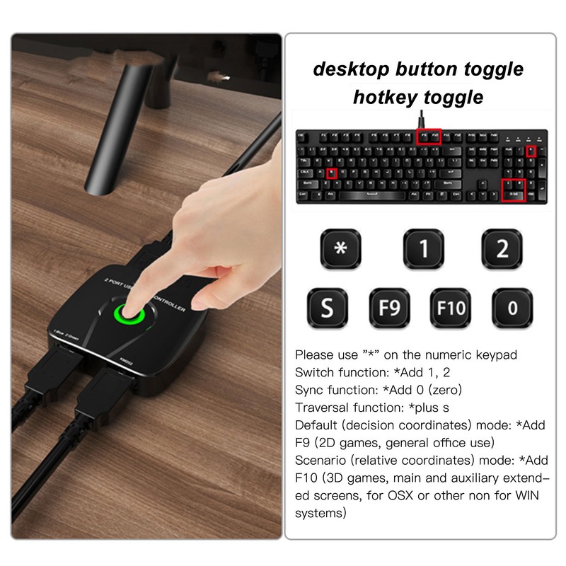 2 in 1 USB Switch Selector Multifunctional Stable Transmission KM