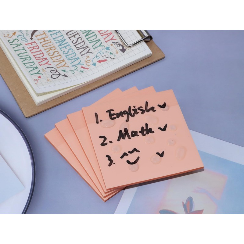 ONLYKXY 4 Pack Transparent Sticky Notes 3x3in Waterproof Self-Stick Book