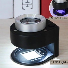 30X Loupe Magnifier USB Rechargeable Coin Magnifier with 6 Lights Magnifying Optical Glass Lens and Scale Portable Metal Jewelers Eye Loupe for Jewelry Currency Coins Gems Stamps Textile