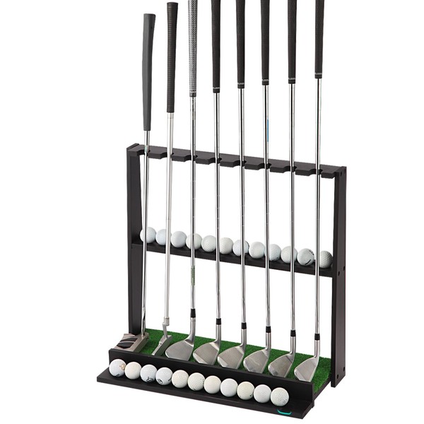 EnigmaSoul Wooden Golf Putter Stand with Ball Storage - Holds