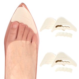 Toe Filler Inserts [4 Pairs] for Shoes Too Big, Adjustable Toe Plug Shoe Inserts, Half Cushion Inserts for Women High Heels Sneakers (Beige)