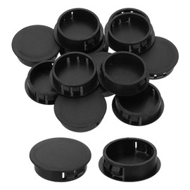 sourcing map 12Pcs Plastic Hole Plugs, 32mm(1-1/4") Flush Type Panel Plugs, Round Snap Knockout Locking Plugs for Furniture Insert End Caps Panels, Black