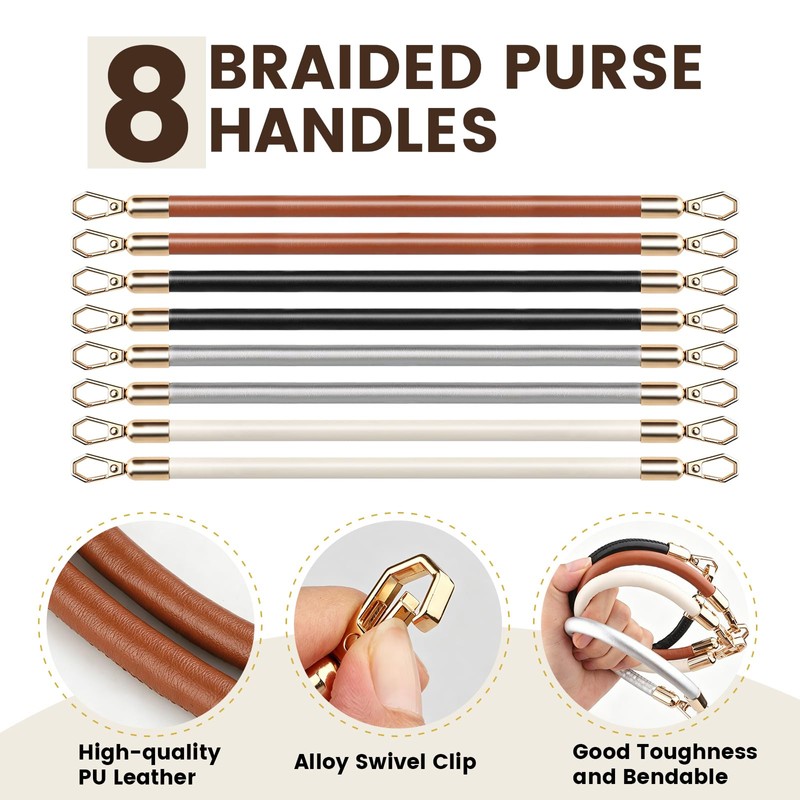 Dawitrly 4+8 PCS Bag Bases for Crochet with Purse Handles