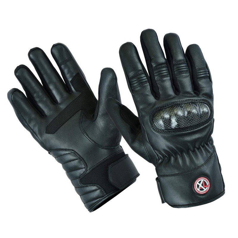 Texpeed Men's Leather Motorcycle Gloves - Waterproof Biker Moped Armoured