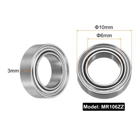 sourcing map 15pcs MR106ZZ Deep Groove Ball Bearings 6x10x3mm Chrome Steel Miniature Bearing Double Shielded Precision Bearings, P6 (ABEC 3)
