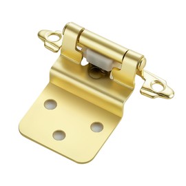 JOYDECOR 60 Pack 30 Pairs 3/8 Inch Overlay Gold Cabinet Hinges Semi-Concealed Face Mount Hinges for Cupboards Self-Closing Decorative Door Hardware