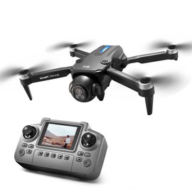 QQCHGOL D18 Drone with Dual Camera for Adults 2K, Foldable Drone 2.4" LCD Screen Remote Control, One Key Take Off/Land, Optical Flow Positioning, 360° Flip, Christmas Birthday Gifts for Beginner