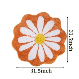 Niedliche Badematte, rosa Blumen-Teppich, wasserabsorbierend, rutschfest, weich, maschinenwaschbar, für Schlafzimmer, Küche, Badezimmer, WC, Böden, 65 x 65 cm (Orange)