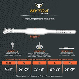 Mytra fusion weightlifting belt leather gym belt bodybuilding women girls pink deadlift squat (Small)