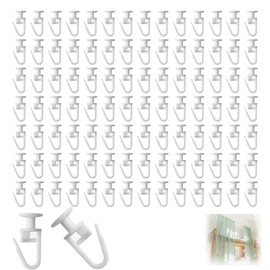 Dstarymnix Curtain gliders, curtain hooks, curtain rolls, 11 mm head, curtain hooks, folding hooks, clip hooks, plastic white for curtain rails, curtain rails, pack of 100
