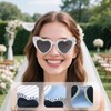 BMYUK White Heart-Shaped Bridal Sunglasses Pearls and Diamonds Fashion Photoshoot