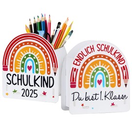 BOFUNX Desk Organiser Children's School Gift School Child 2025 Wooden Pen Holder Finally School Child Pen Holder Organiser for Boys Girls First Day of School Gift